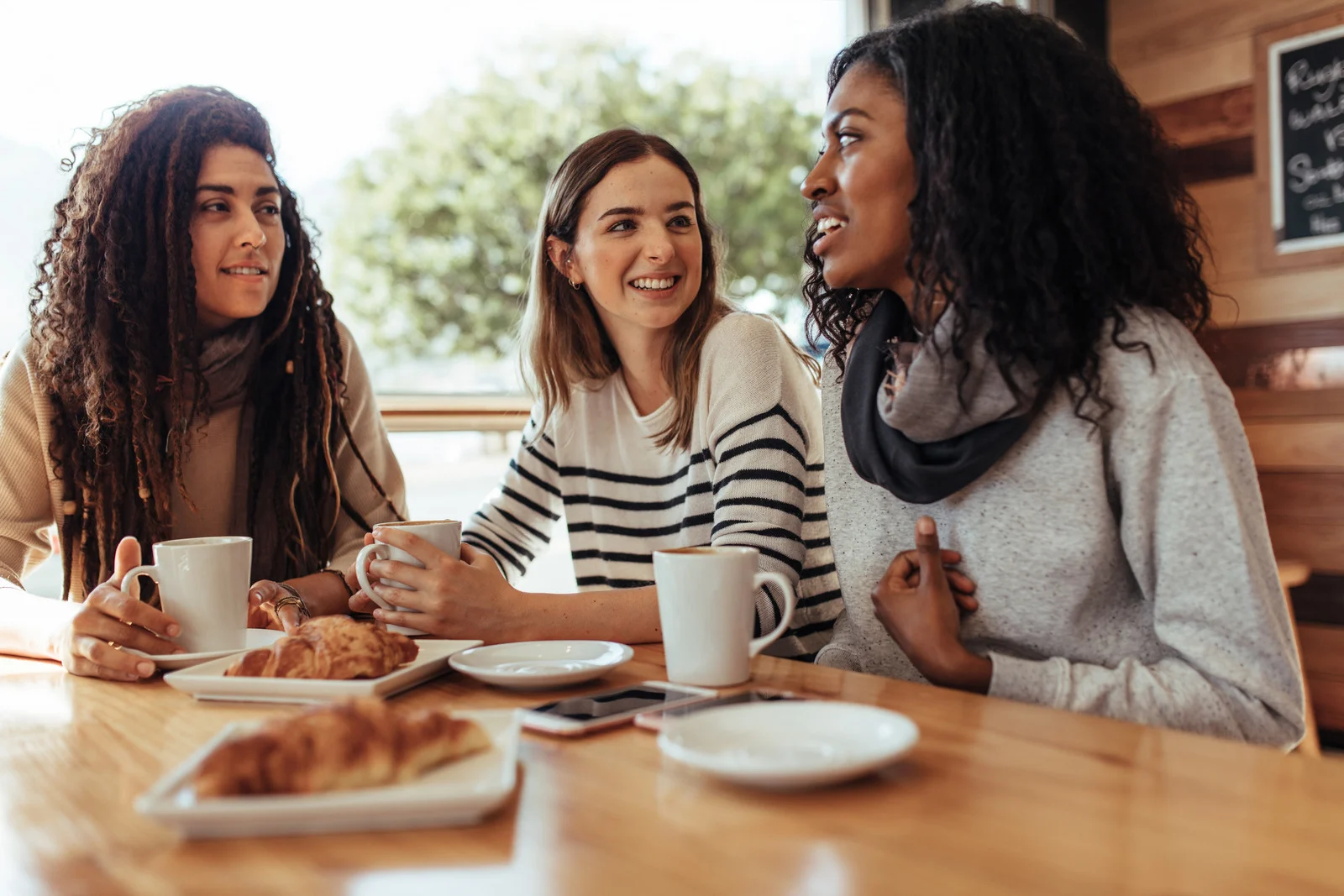 Friends Talking In Cafe