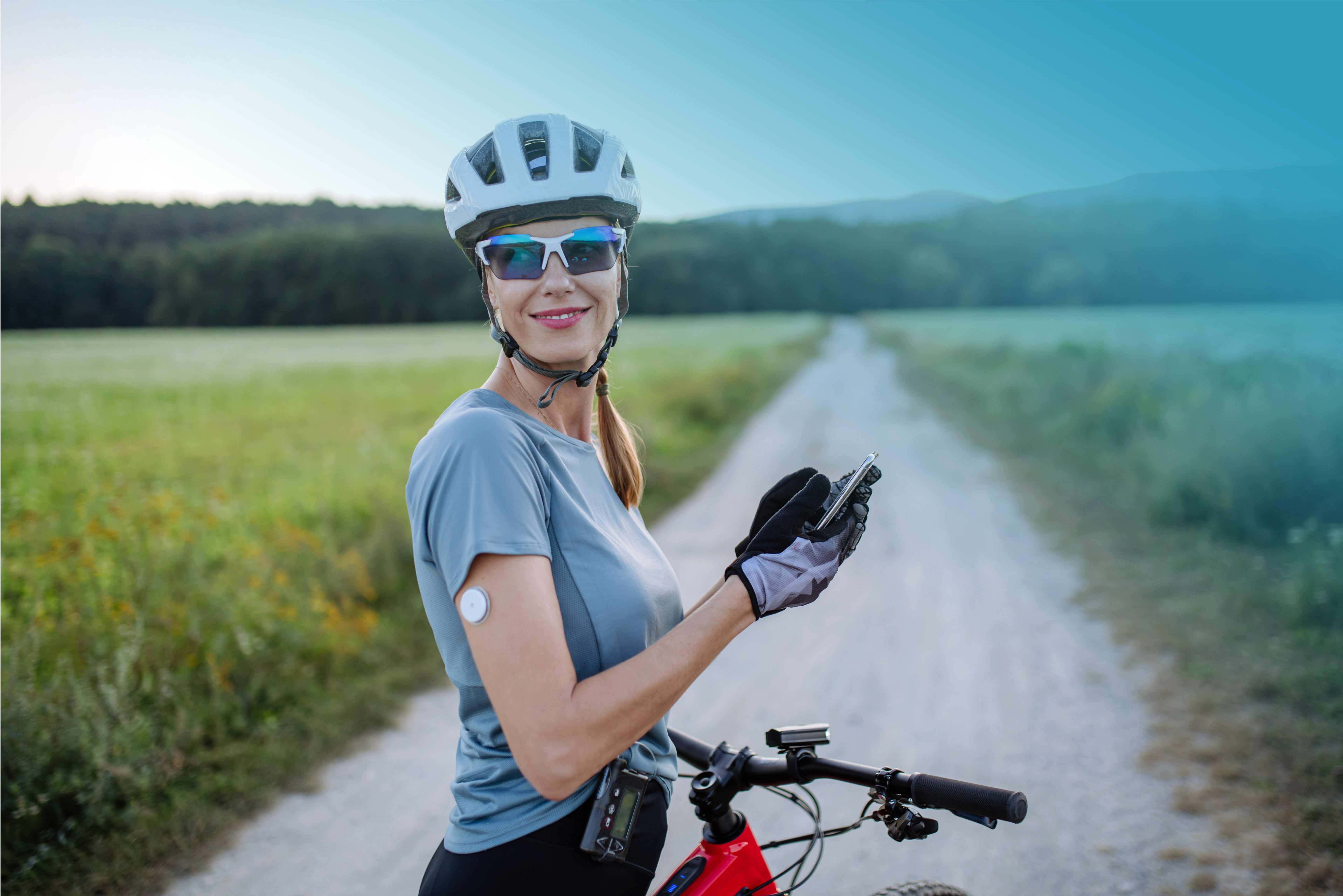 Cyclist With Continuous Glucose Monitor