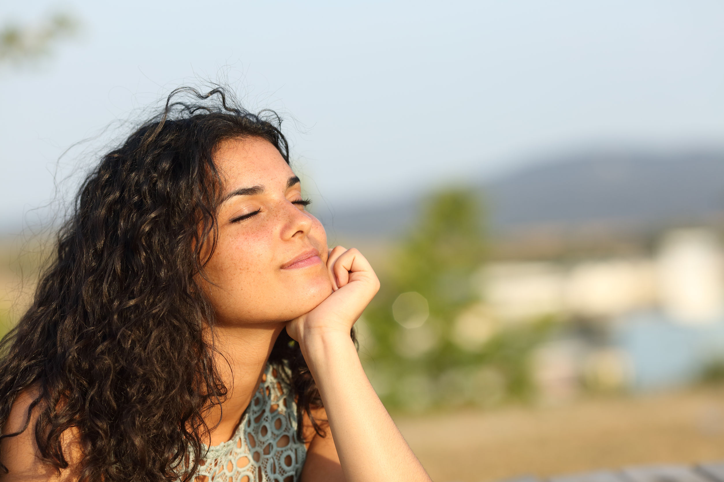 A woman enjoying the outdoors.